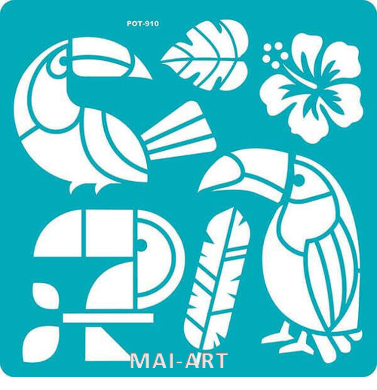 שבלונה דביקה דגם ציפורים  910 ART2GO