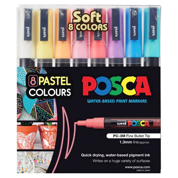 מארז 8 טושי פוסקה גווני פסטל 3M POSCA