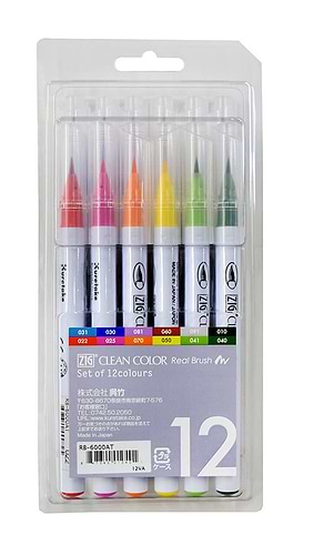 מארז 12 טושי מכחול ZIG CLEAN COLOR REAL BRUSH
