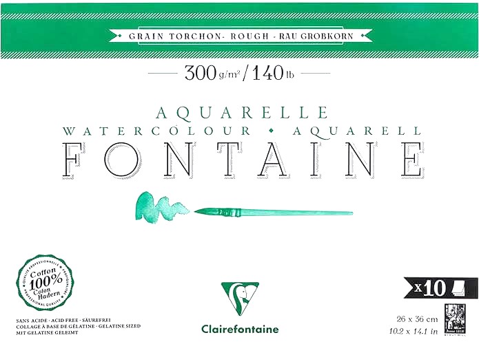 בלוק לצבעי מים 100 אחוז כותנה מחוספס 300גרם FONTAINE 26/36