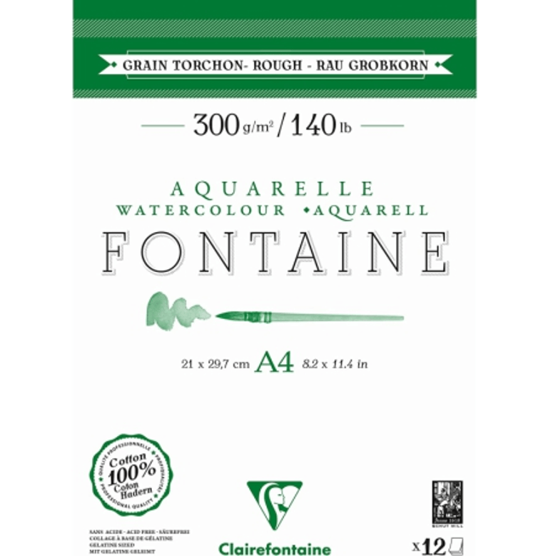 בלוק לצבעי מים 100 אחוז כותנה מחוספס 300גרם FONTAINE 21/29.70