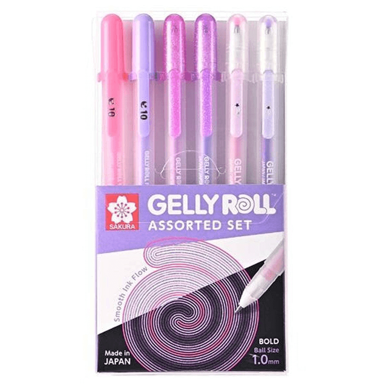 סט 6 עטי ג'לי רול  Assorted set MOONLIGHT סגולים סקורה