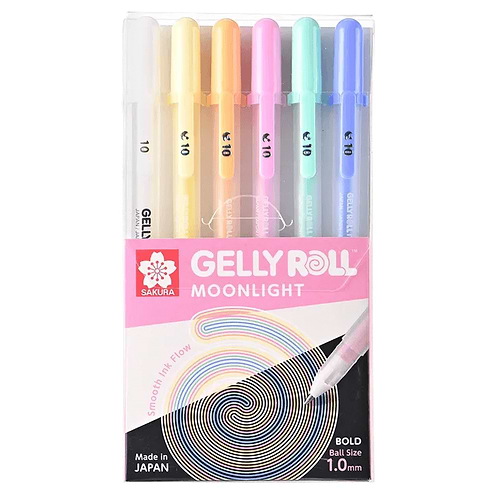 סט 6 עטי ג'לי רול  Assorted set MOONLIGHT פסטל סקורה