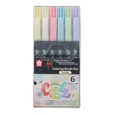 מארז 6 טושי  KOI COLORING BRUSH PEN SAKURA - CANDY