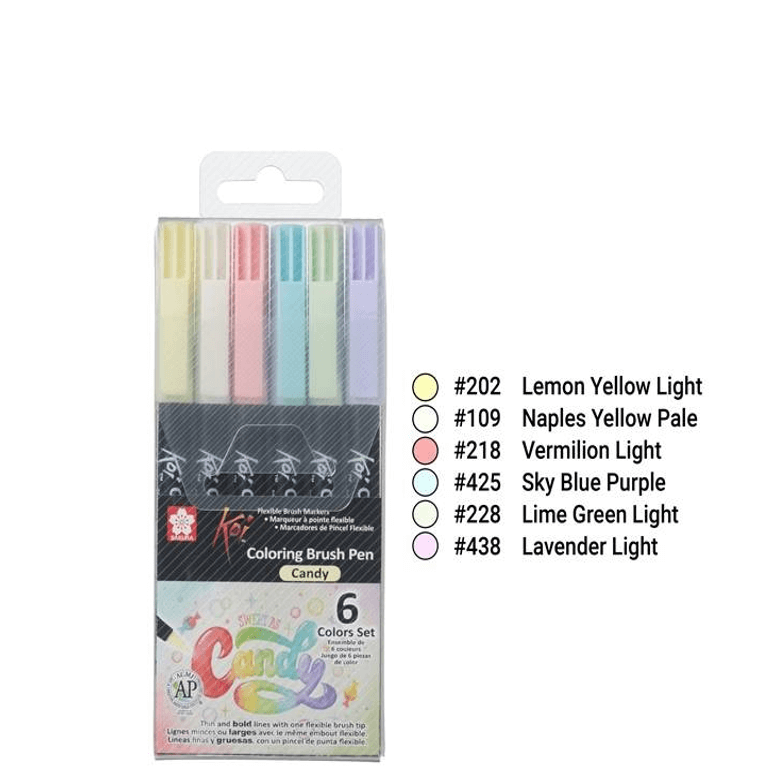 מארז 6 טושי  KOI COLORING BRUSH PEN SAKURA - CANDY