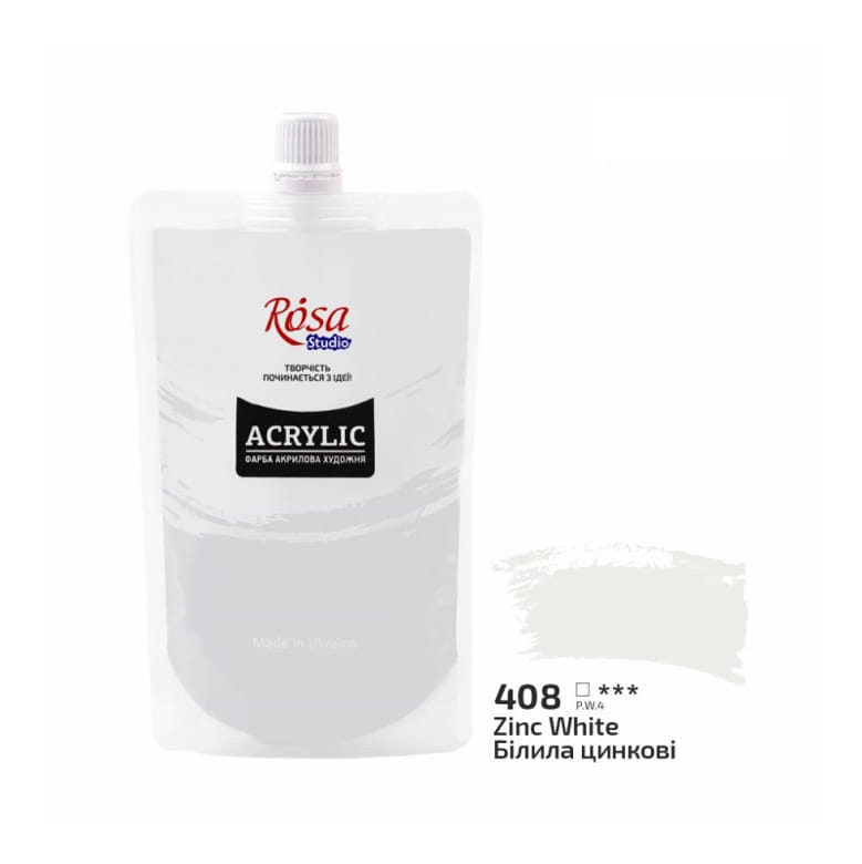 צבע אקריליק סטודיו באריזה רכה 200מ"ל ROSA ZINC WHITE 408 