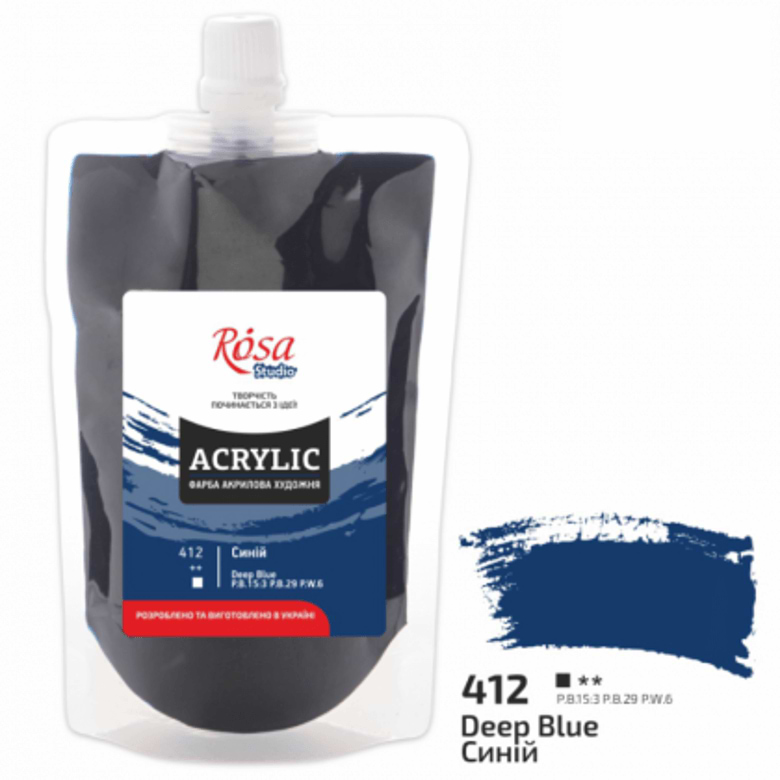 צבע אקריליק סטודיו באריזה רכה 200מ"ל ROSA DEEP BLUE 412 