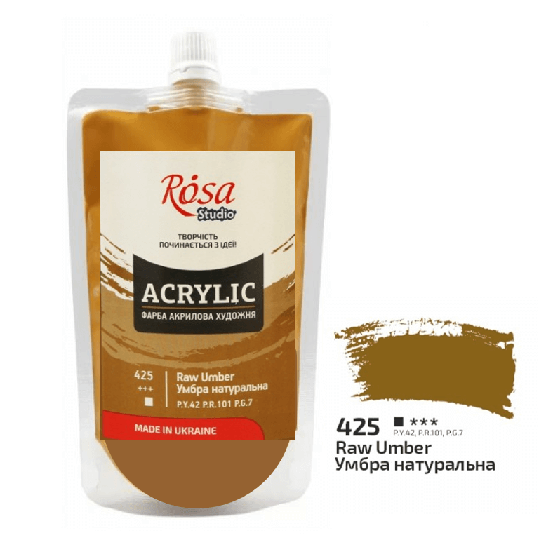 צבע אקריליק סטודיו באריזה רכה 200מ"ל ROSA RAW UMBER 425 
