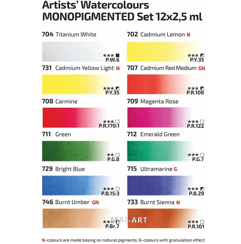 סט צבעי מים קוביה בקופסת מתכת 12 ROSA - MONOPIGMENTED Gallery