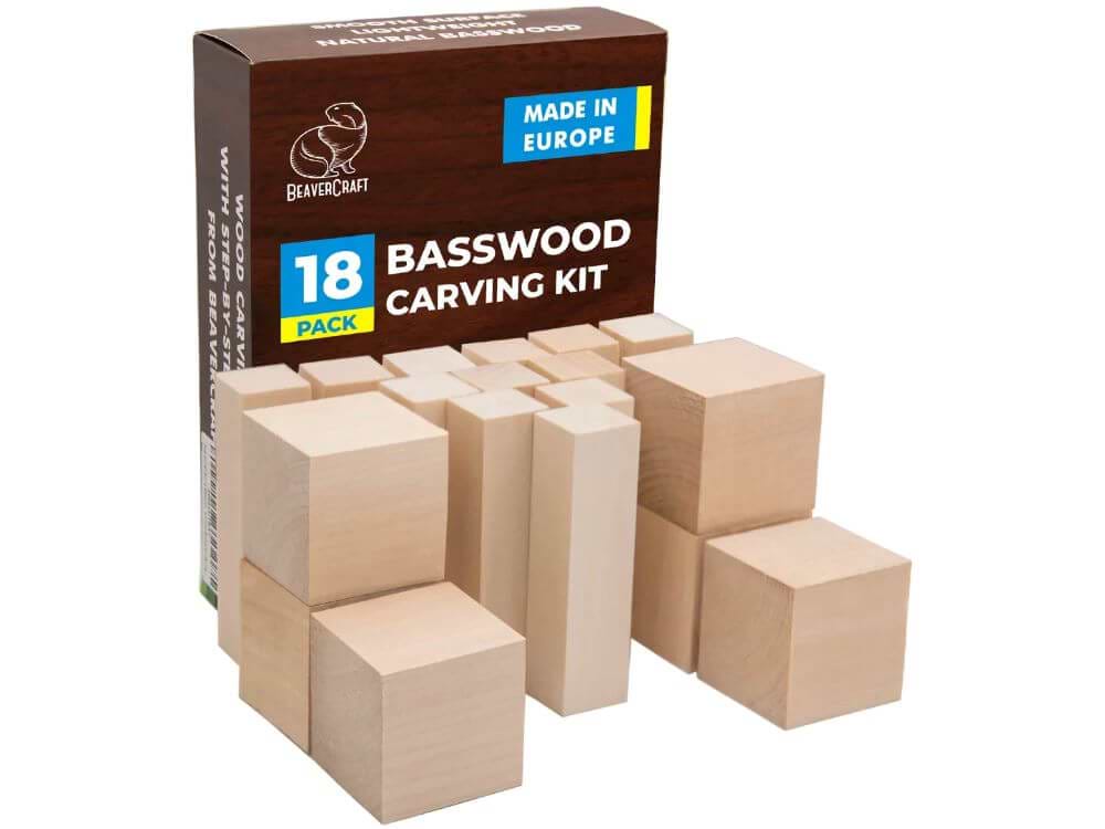 מארז 18 עצים לגילוף BASSWOOD