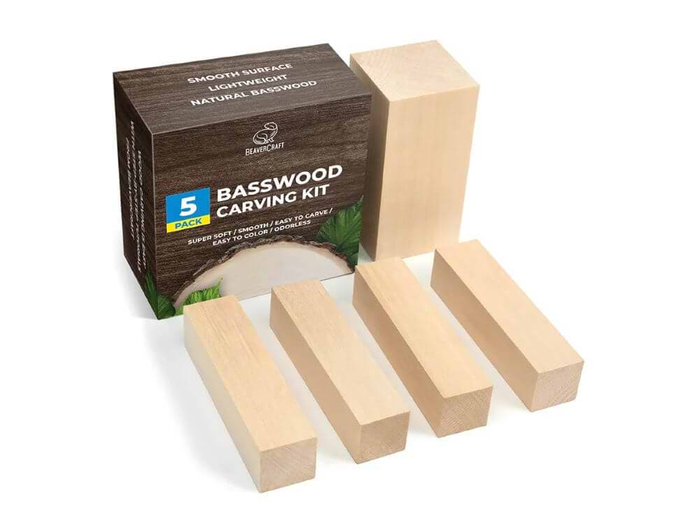 מארז 5 עצים לגילוף BASSWOOD