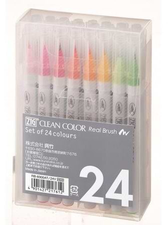 מארז 24 טושי מכחול ZIG CLEAN COLOR REAL BRUSH
