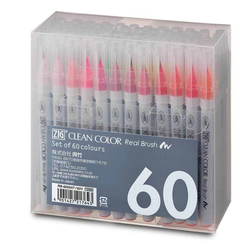 מארז 60 טושי מכחול ZIG CLEAN COLOR REAL BRUSH