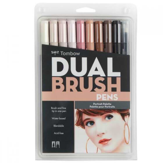 Dual Brush Pen Art Markers, Portrait, 10-Pack