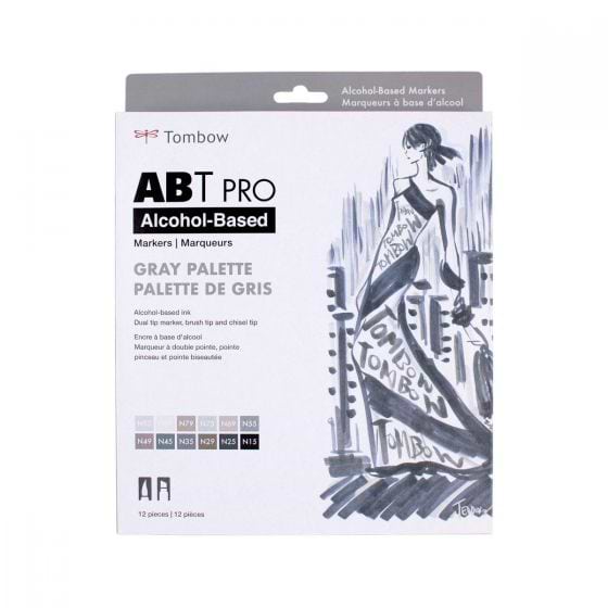 מארז 12 מרקרים אלכוהוליים TOMBOW GRAY PALETTE