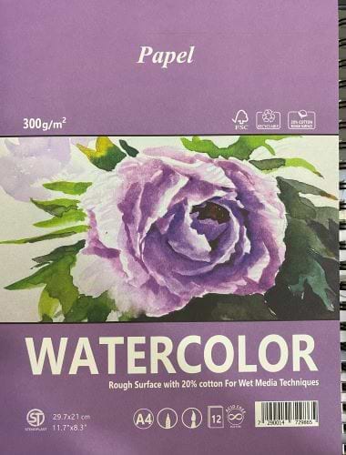 בלוק ציור לצבעי מים A3  300 גרם PAPEL מחוספס