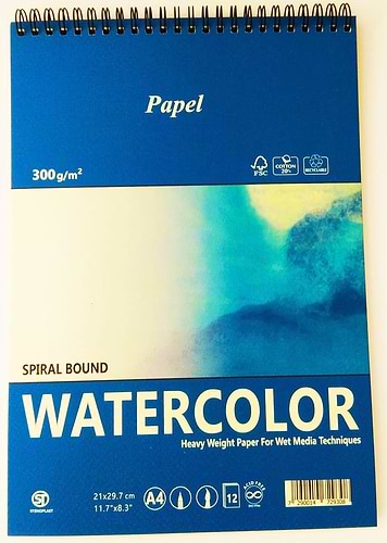 בלוק אקוורל 300 גרם 12דף A5  ספירלה עליון דגם AQUARELL BLOCK-PAD