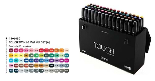 TWIN MARKER TT SET OF 60 COLORS BASIC