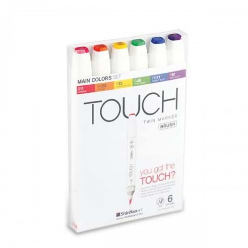TWIN BRUSH MARKER SET OF 6 COLORS BASIC