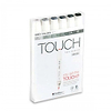 TWIN BRUSH MARKER SET OF 6 COLORS GRAY
