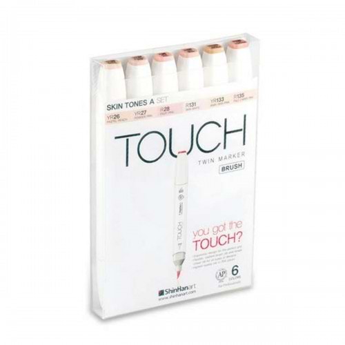 TWIN BRUSH MARKER SET OF 6 COLORS TONE