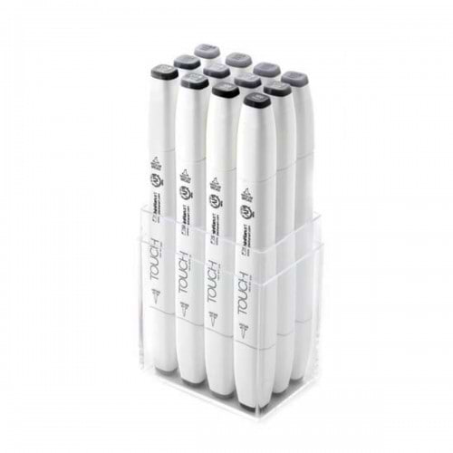 TOUCH TWIN BRUSH MARKER SET OF 12 COLORS COOL GRAY