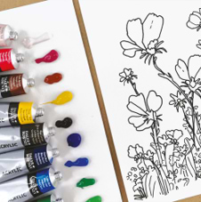 ערכת ציור פרחים של ACRYLIC FLOWERS- DALER ROWNEY 