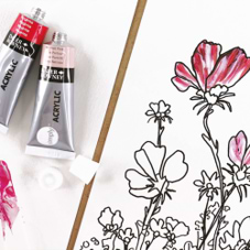 ערכת ציור פרחים של ACRYLIC FLOWERS- DALER ROWNEY 