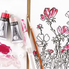 ערכת ציור פרחים של ACRYLIC FLOWERS- DALER ROWNEY 