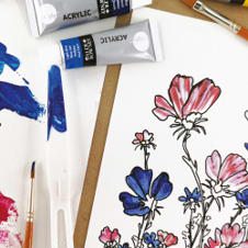 ערכת ציור פרחים של ACRYLIC FLOWERS- DALER ROWNEY 