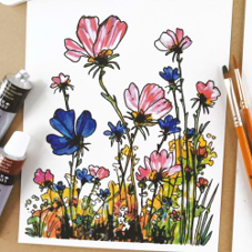 ערכת ציור פרחים של ACRYLIC FLOWERS- DALER ROWNEY 