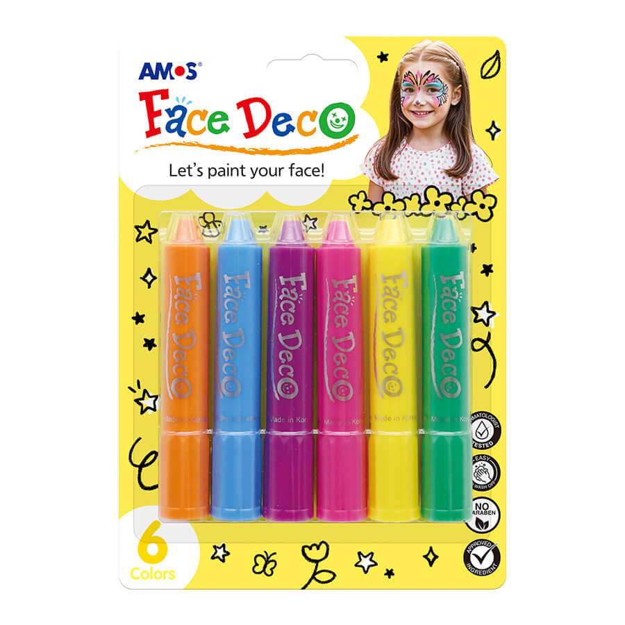 צבע פנים וגוף 6 יח' FACE DECO 