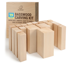 מארז 19 עצים לגילוף BASSWOOD