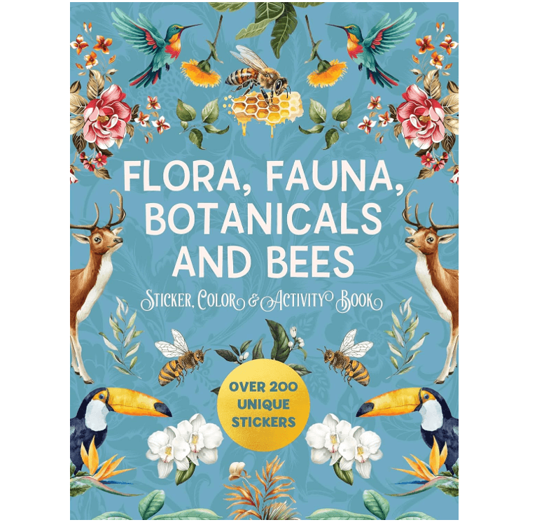 חוברת צביעה FLORA,FAUNA,BOTANICALS AND BEES stiker,color&activity book