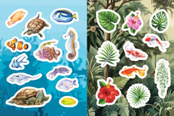 חוברת צביעה FLORA,FAUNA,BOTANICALS AND BEES stiker,color&activity book