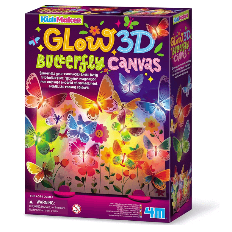 ערכה פרפרים זוהרים GLOW 3D BUTTERFLY CANVAS