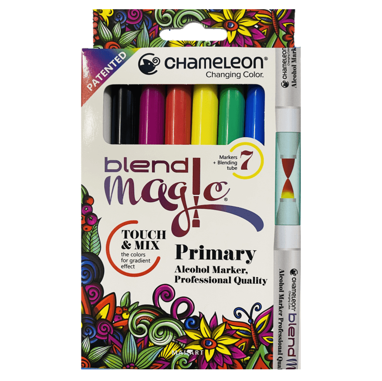 מארז 7 טושים גווני יסוד + כלי ערבוב קמיליון CHAMELEON PRIMARY