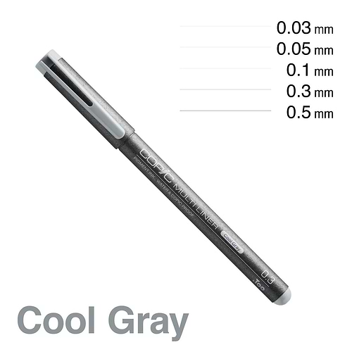 רפידוגרף - עט טכני קופיק אפור קר COPIC MULTILINER 0.1