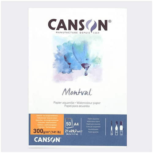 בלוק אקוורל  300 גר' 50 דף CANSON MONTVAL 21/29.9 