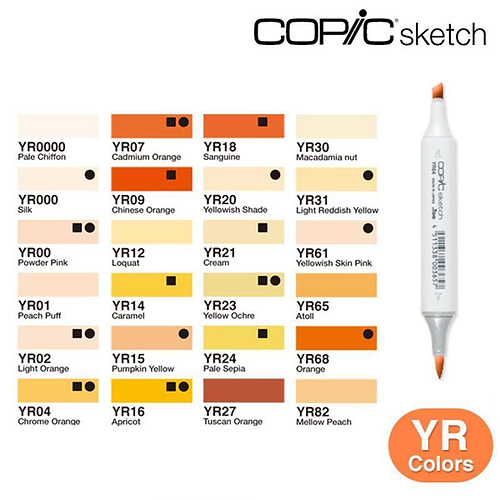 sketch copic marker YR - yellow red