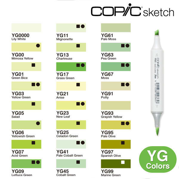 sketch copic marker YG - yellow green