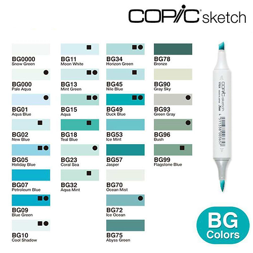 sketch copic marker BG - blue green