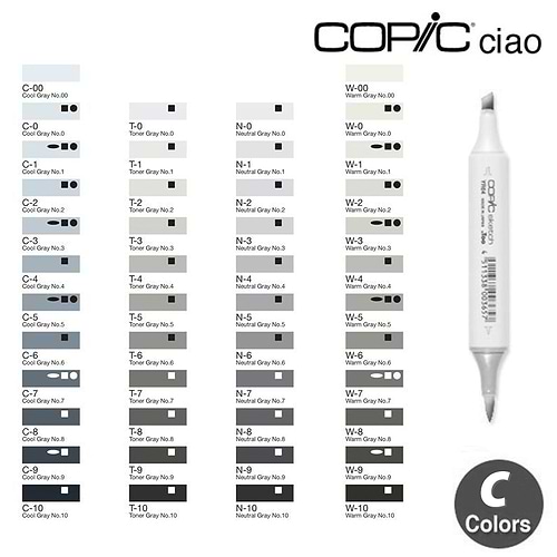  copic ciao marker C W - all gray