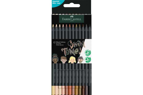 מארז 12 עפרונות גווני גוף SKIN TONE BLACK EDITION FABER CASTELL