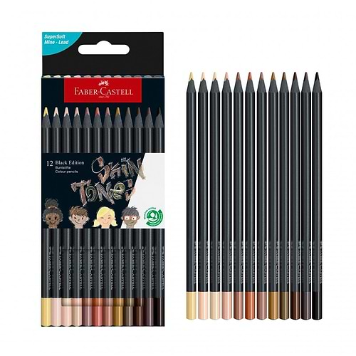 מארז 12 עפרונות גווני גוף SKIN TONE BLACK EDITION FABER CASTELL