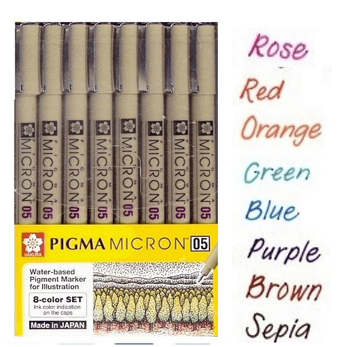 מארז רפידוגרף 8 צבעים PIGMA MICRON 0.5