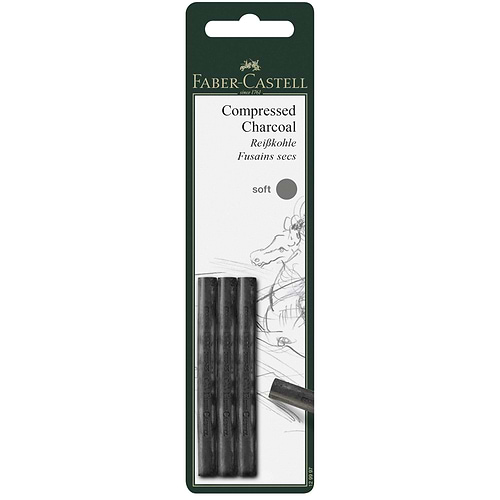 מארז 3יח פחם טבעי דחוס FABER CASTELL SOFT