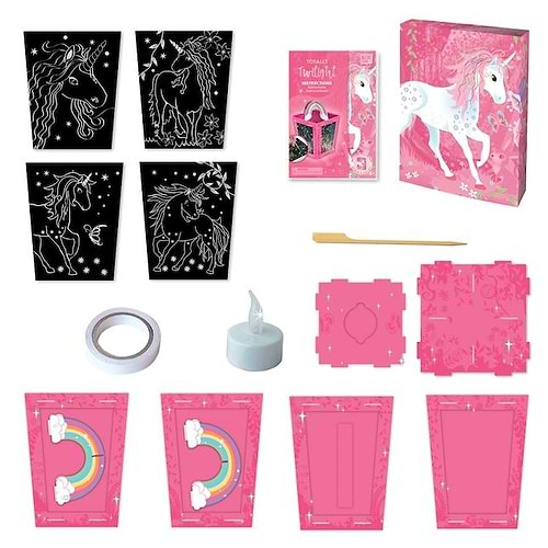 ערכת פנס חד קרן גירוד TWILIGHT UNICORN LANTERN SCRATCH ART SET