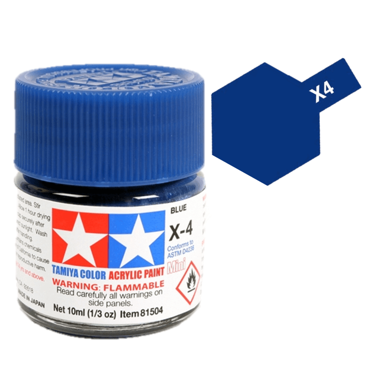 צבעים למודלים TAMIY COLOR ACRYLIC PAINT MINI  BLUE X4