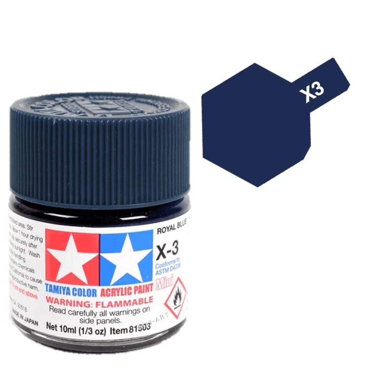 צבעים למודלים TAMIY COLOR ACRYLIC PAINT MINI ROYAL BLUE X3